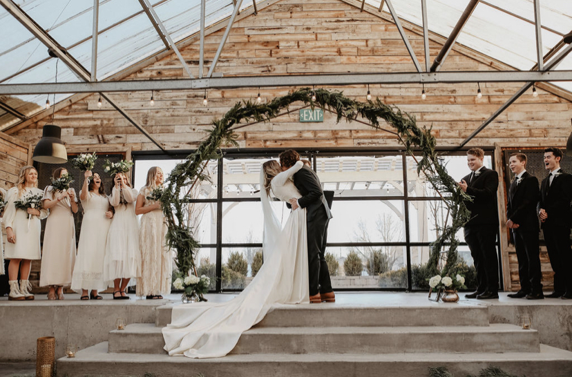 indoor wedding ceremony at Glasshouse Venues